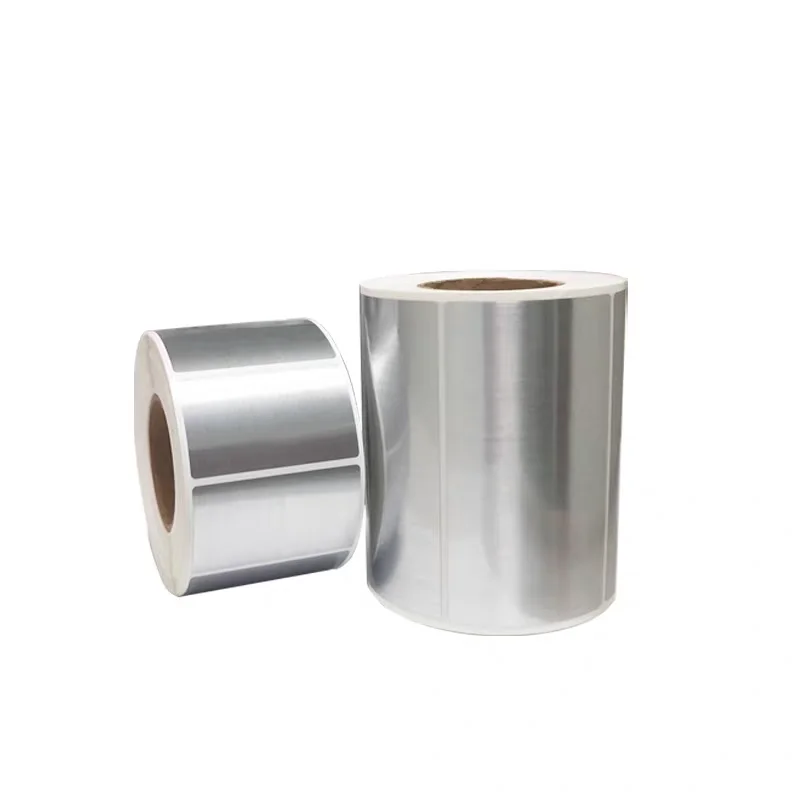 ورق ملصقات PET ذاتي اللصق من الفضة المصقولة، ملصق مكتب النقل الحراري/ورق طباعة ملصقات الباركود ذات الأصول الثابتة مقاومًا من iol #3