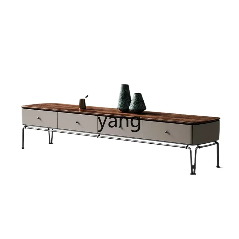 Yjq Solid Wood TV Cabinet Designer Teak Light Luxury TV Cabinet