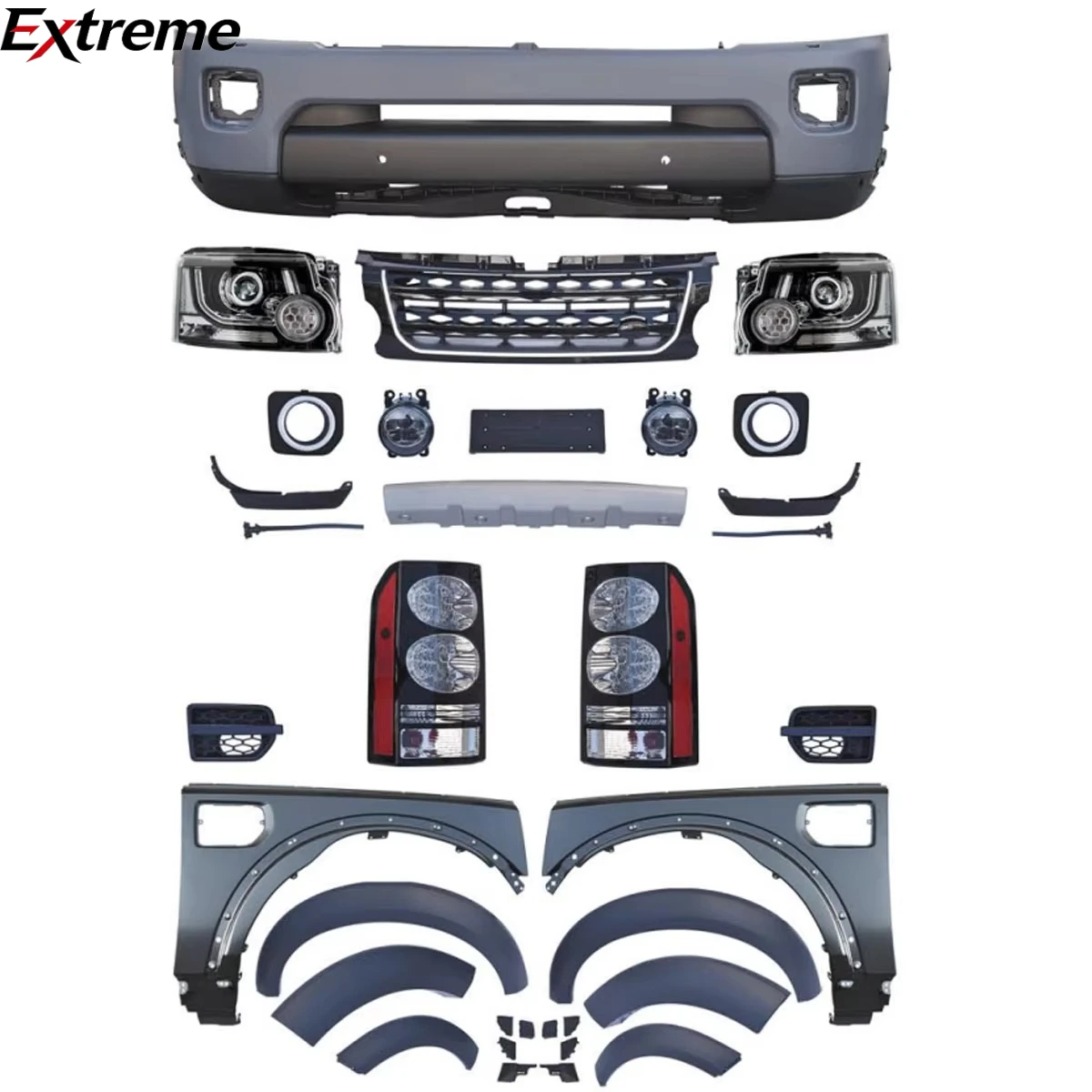 Modified to 2014 Discovery 4 Model Body Kit with Headlight Bumper PP Plastic for Land Rover Discovery 3 2009-2013.