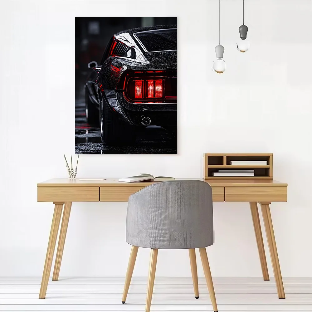Wet Black Classic Car Tail Lights Printed Canvas Wall Art Customizable Paintings Poster Perfect Gift for Room Ornaments Painting