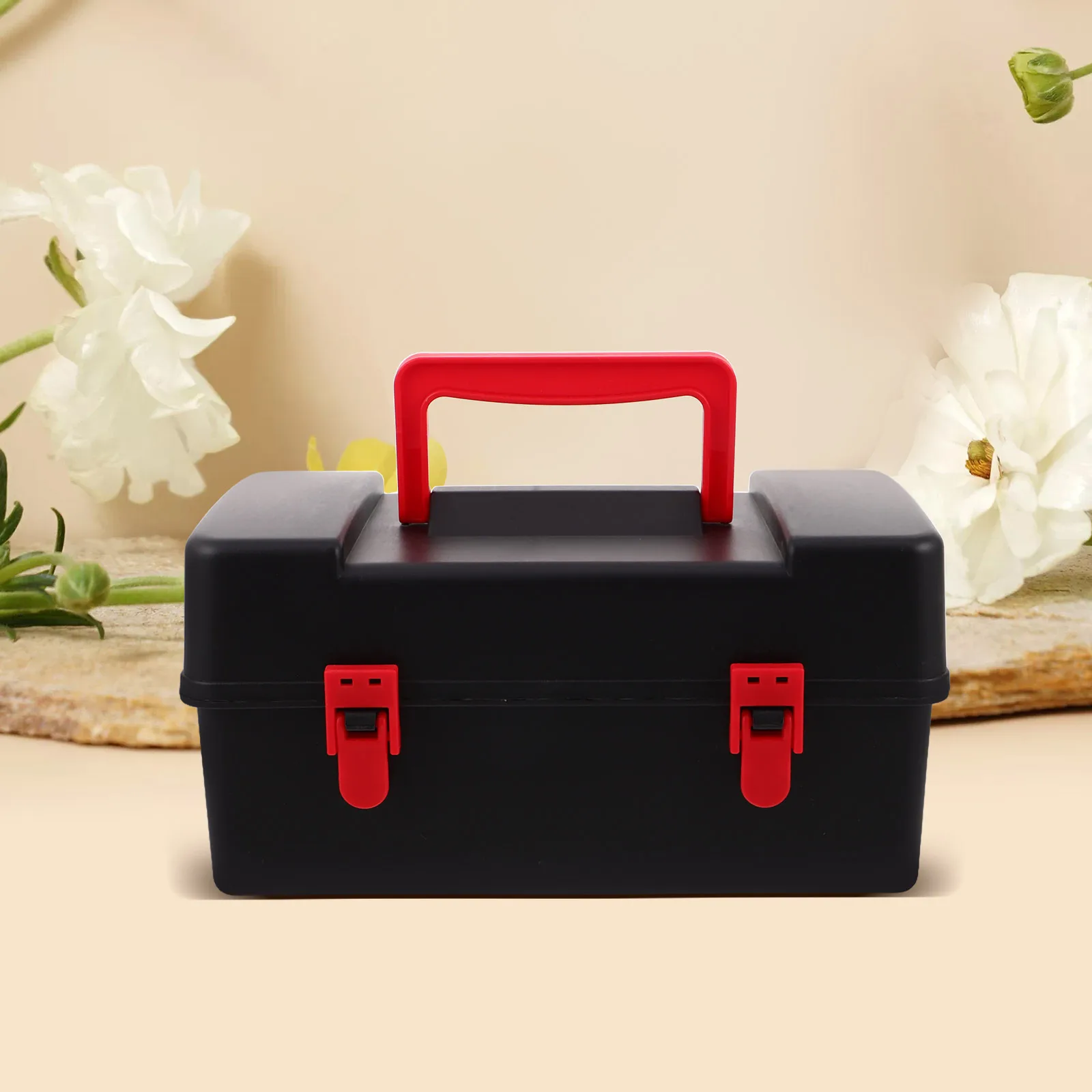 

Battling Top Storage Case Spinning Organizer Box Portable Black Plastic Handle Lid Compartments Kids Battling Top Storage Case