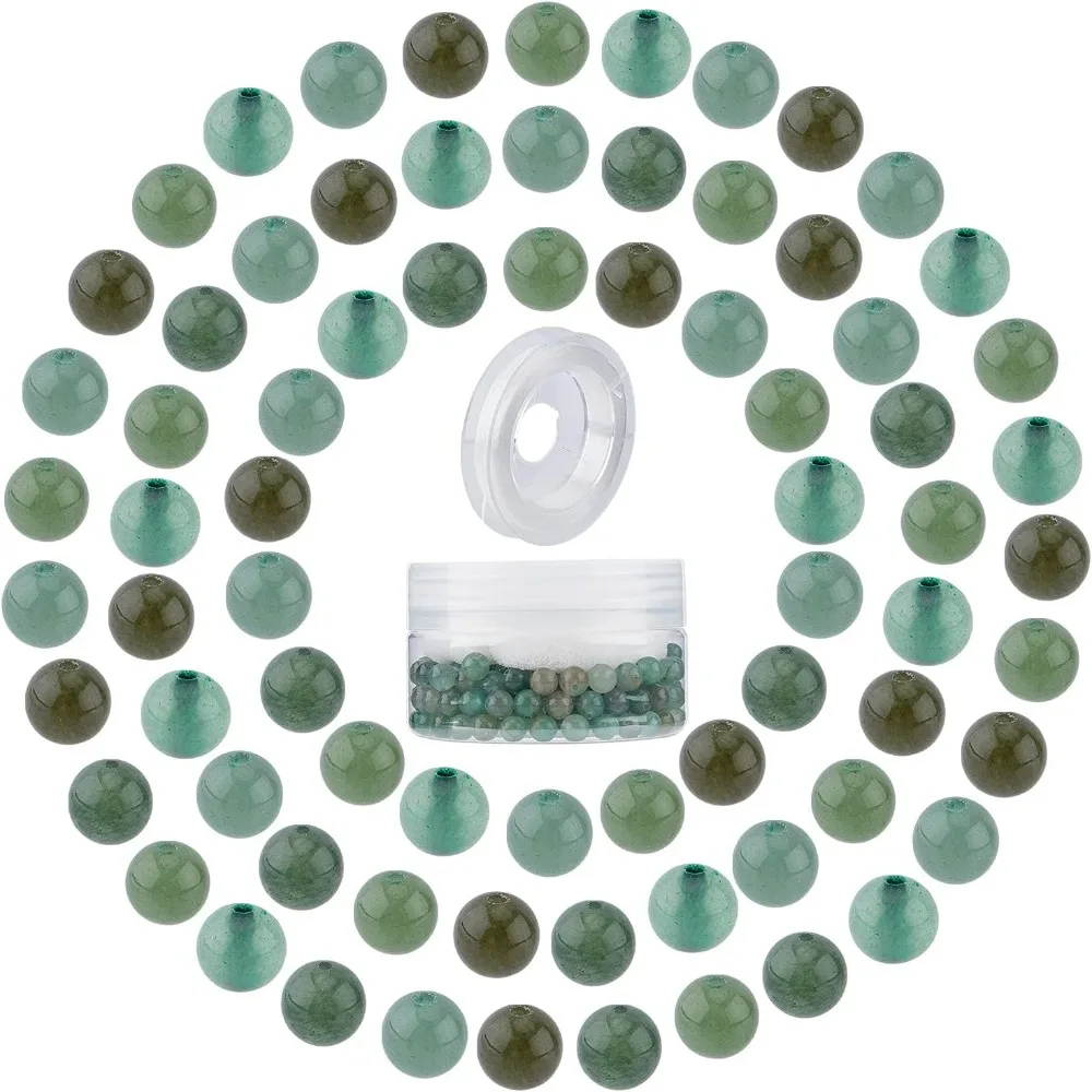 

200pcs 6mm Green Aventurine Beads Semi Precious Beads Round Smooth Gemstones Spacer Beads Elastic Thread Plastic Bead Containers