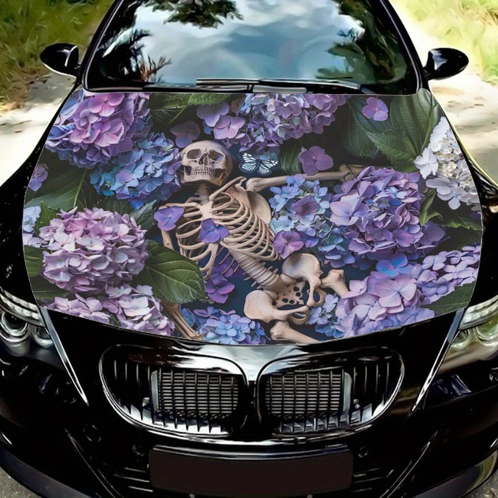 

Purple Flower Skull: A mysterious interwoven pattern of tranquility car vinyl wraps, vinyl car bonnet graphics, vinyl decals sho