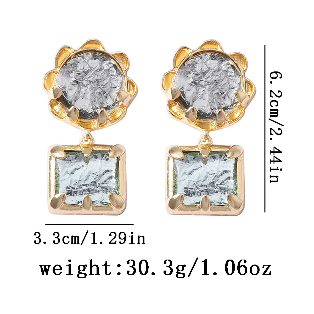 Persönliche Metall-Quadrat-Kristall-Strass-Ohrhänger für Damen 2026 Trendiger Schmuck Luxus-Bankett-Party-Accessoires – Detail 1