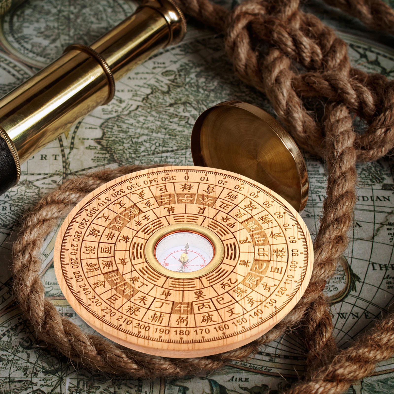 

Compass Retro Small Vintage Decor Chinese Style Fengshui Luau Personalized Outdoor Camping Gifts-Men Direction
