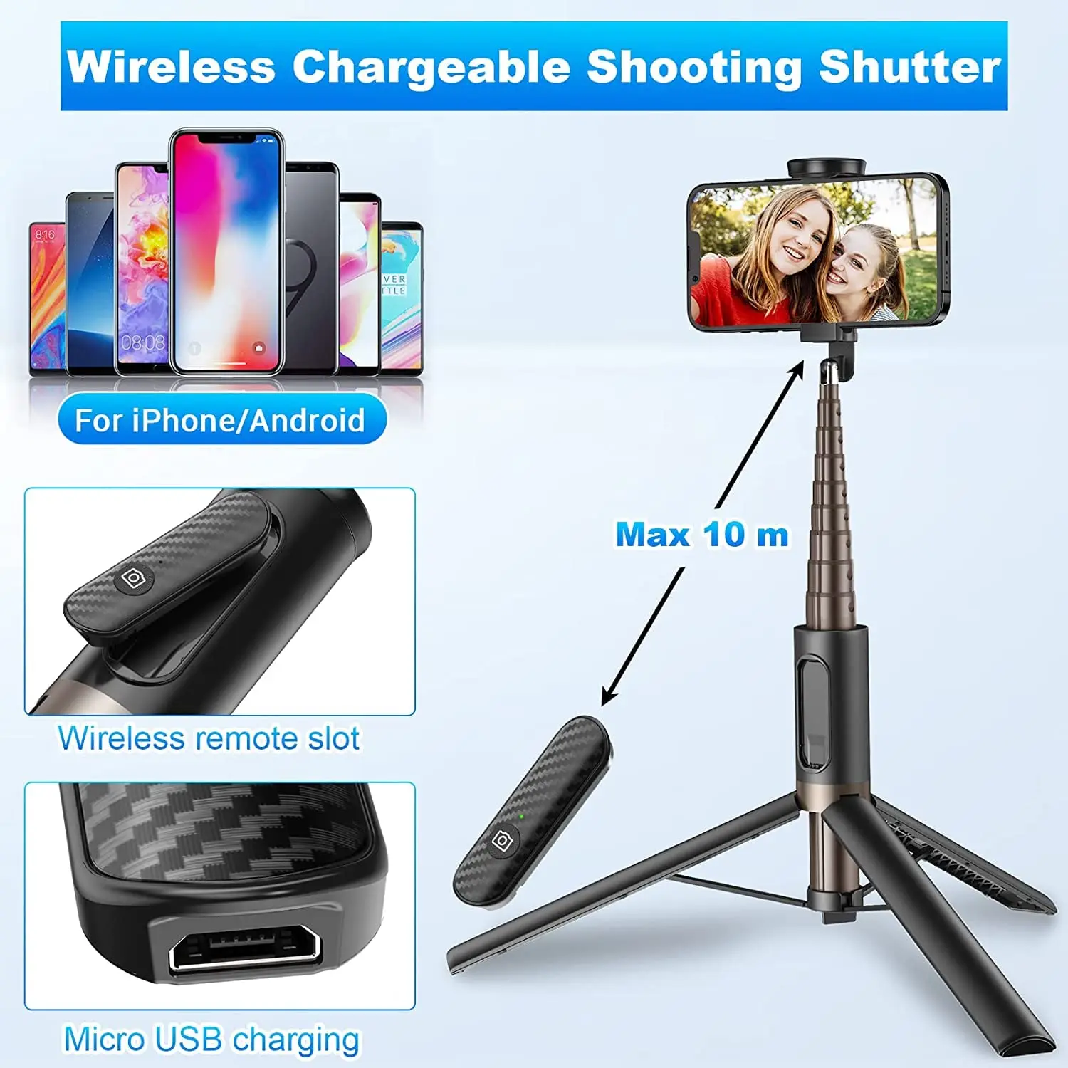 DIXSG 1.53m Selfie Stick Tripod with Remote Retractable Portable Mobile Phone Selfie Stick for Selfie Video Recording Vlog