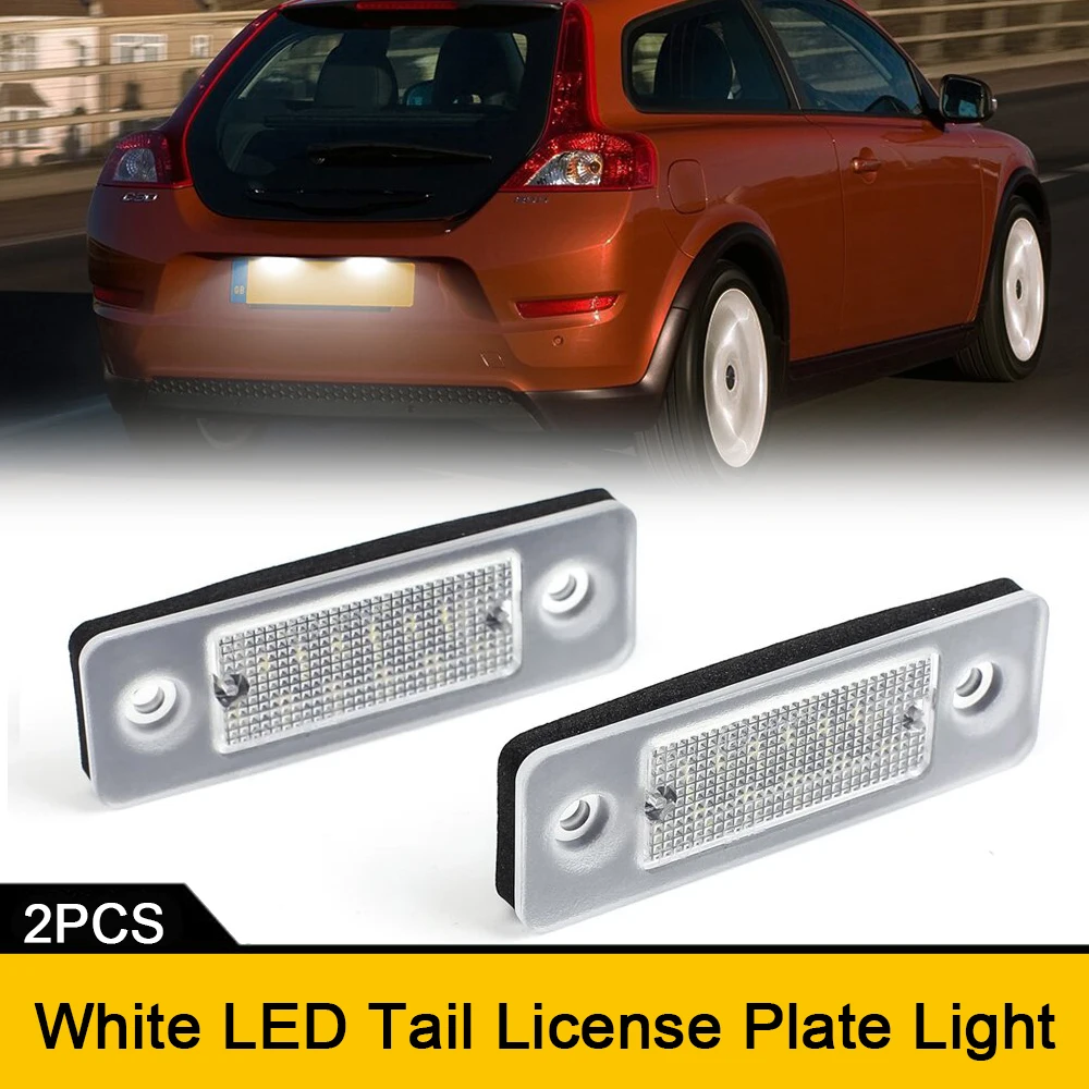 

2x White LED Tail License Number Plate Lights Canbus No Error For Volvo C30 2008-2013 Auto Accessories OEM#31213991 6000K