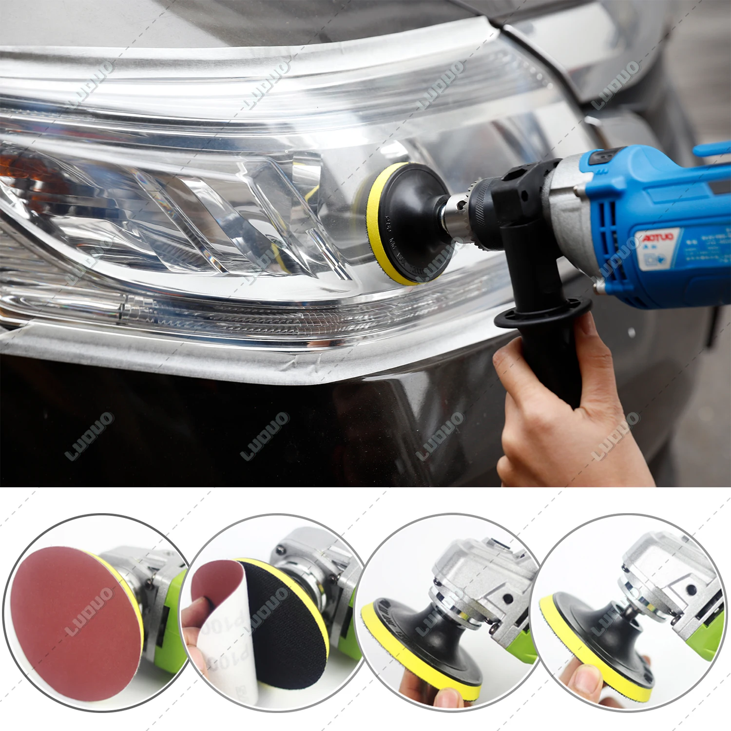 Car Detailing Polishing Headlight Restoration Round Sandpaper For Sanding Discs Hook & Loop Sanding Paper Sheet for Metal Wood image 5