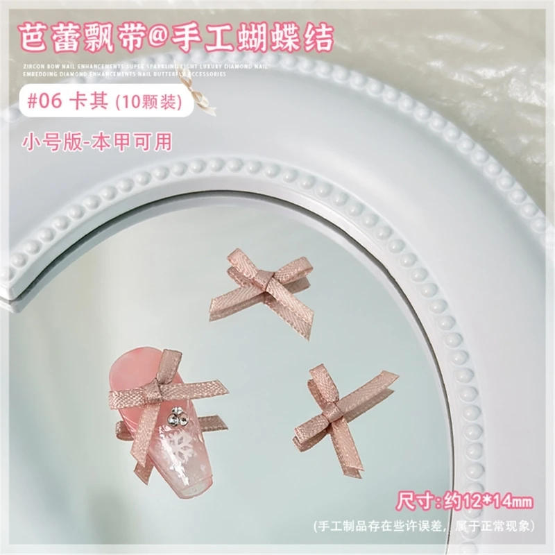 Q1QD 10Pcs Bow for Nails 3D Bows Charm Colorful Bowknot Charm