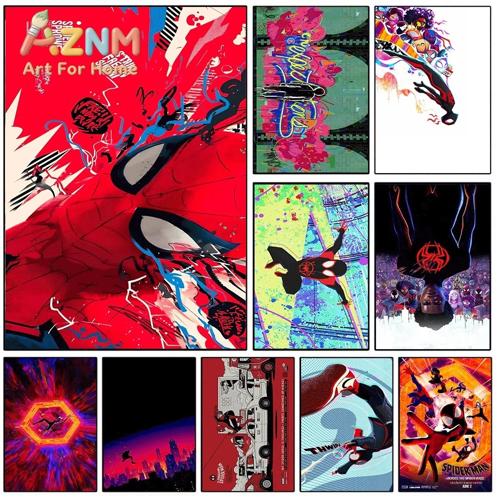 Spider Man Across The Spider Verse Graffiti Pop Art Canvas Wall Art No Frame Canvas Painting Poster Home Bedroom Living Room W