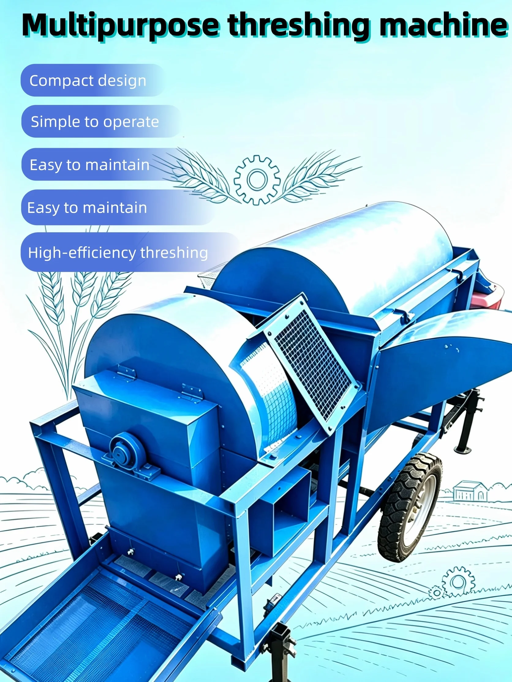 Mobile Diesel-Motor-Dreschmasc – Rice Thresher Machine Bewertung und Preis