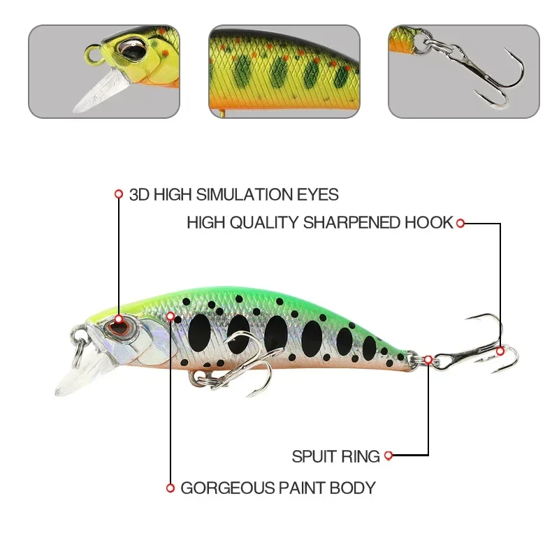 5.5cm/5g Submerged Mino Micro Material Route Sub Bait with Built-in Magnetic Fishing Tip Red Eye Fake Bait