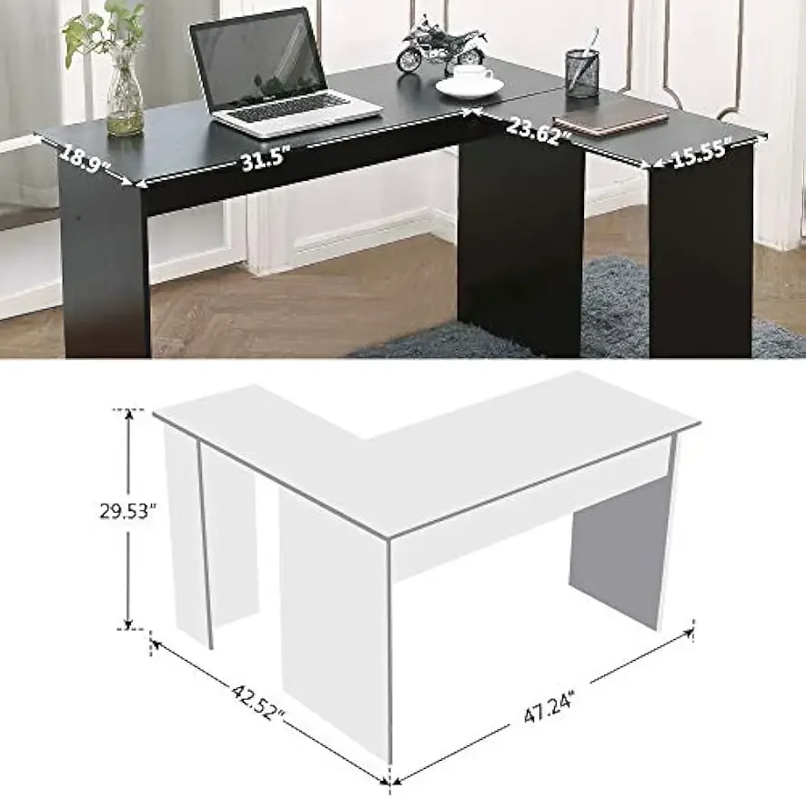 Small Corner Computer Modern L Shaped  Simplest Gaming Writing  Workstation for Home Office Small