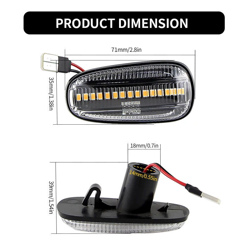 

2×for Opel Zafira A 1999-2005 Astra G 1998-2009 - LED Turn Signal Side Marker Light Auto Dynamic Indicator Blinker Lamp Canbus