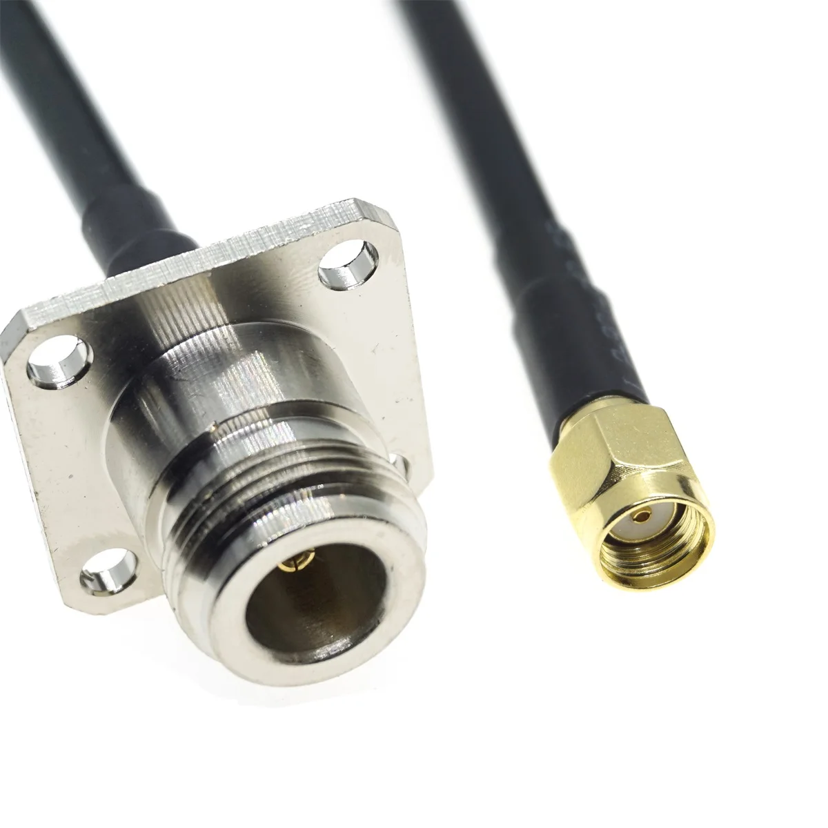 RP-SMA male to N female Flange 4 Hole RG58 RF Coaxial Cable Antenn Wifi  Coax jumper Brass 50ohm 15CM 30CM 50CM 72CM 1M 2M 3M