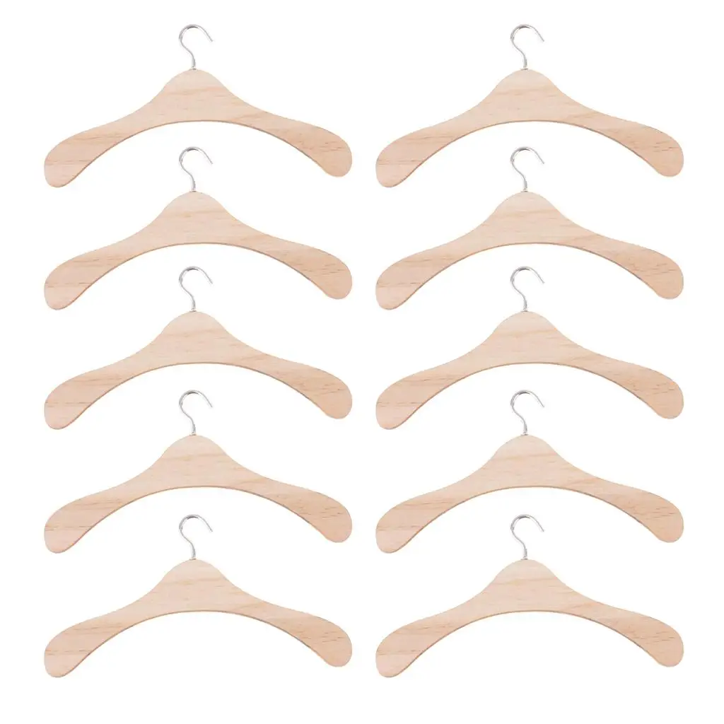 Dolls Wooden Clothes Hanger Dress Hangers for Uncle Doll Set Of 10