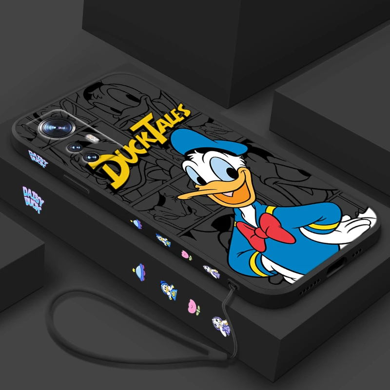 Disney Donald Duck Liquid Left Rope Phone Case For Xiaomi Mi A3 9 10 11 12 13 Note 10 Lite SE T X i Pro Shell Soft Cover Capa