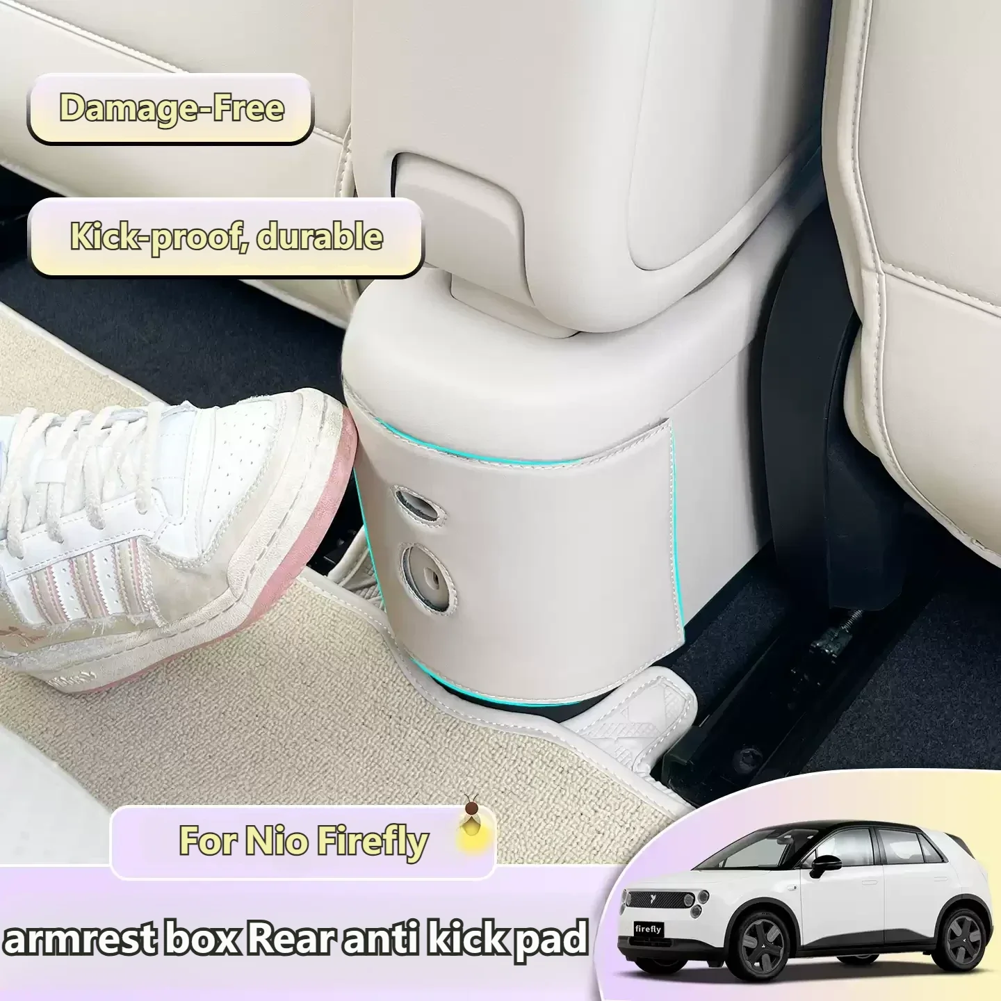 For Nio Firefly Car Rear Discharge Trend Anti-kick Pad Armrest Box Discharge Trend Protective Mat Auto Refit Supplies Accessory