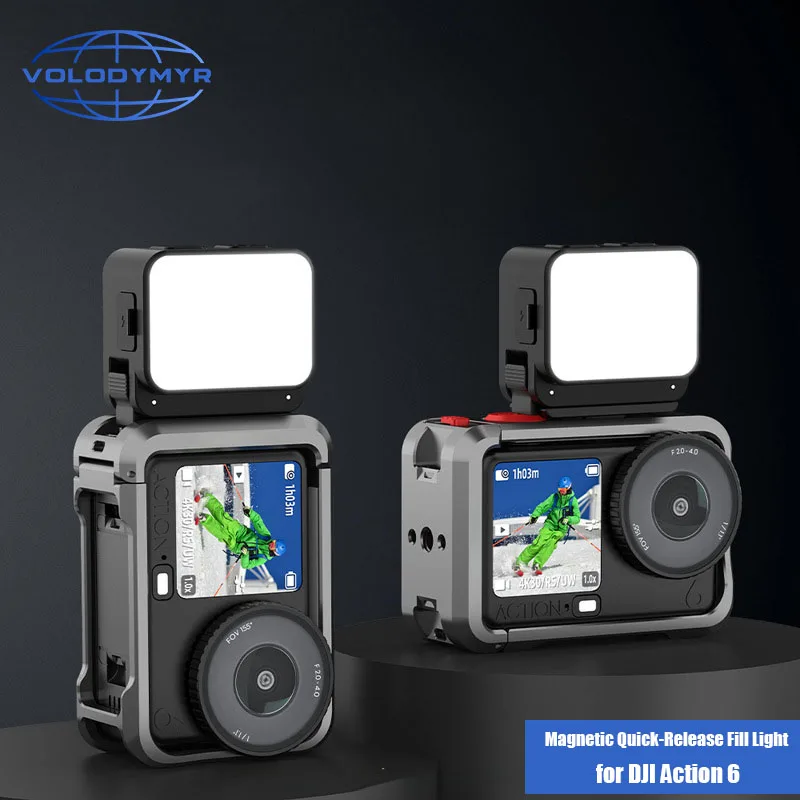 

VOLODYMYR Fill Light for DJI Osmo Action 6/Nano Accessories Video Lights Magnetic IPX4 Waterproof Photography Lighting Selfie