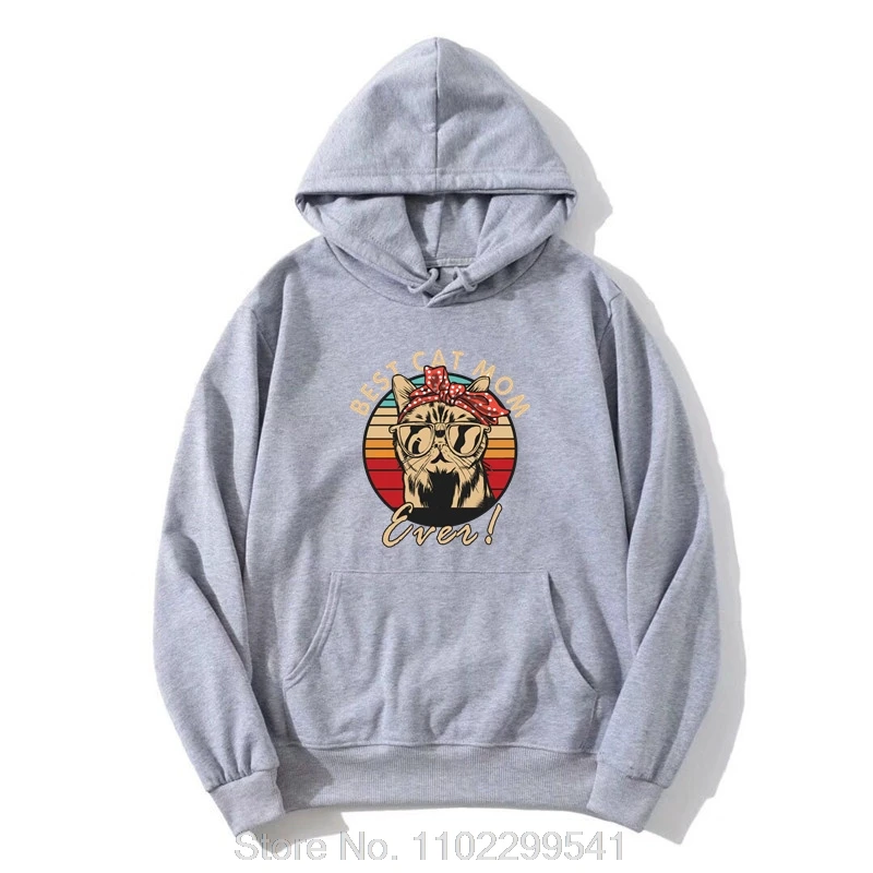 New Hoodie Best Cat Mom Ever Vintage Cats Slim Fit Hoody Brand New Camisas Cotton Men's Hip Hop Pullover Sweatshirt Custom