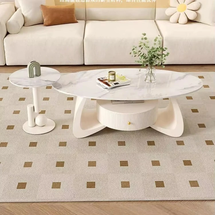 #Accept Customization Fabric Cream Wind Rock Plate Tea Table Modern Simple Small House Living Room Home Premium Net Tea Table