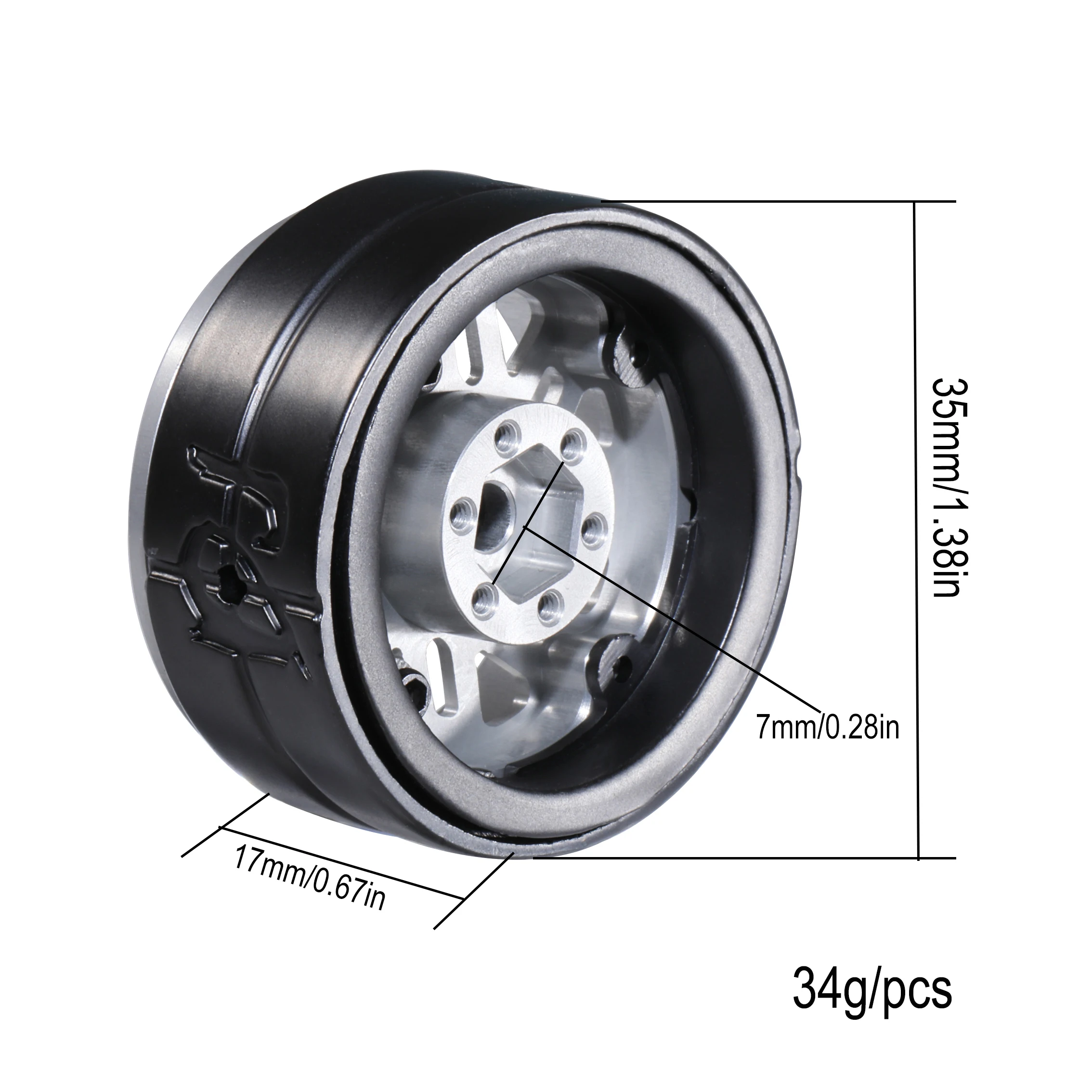 DJ 1.3 Beadlock Wheel 168g Snowflake Beadlock Deep Dish 1.3\