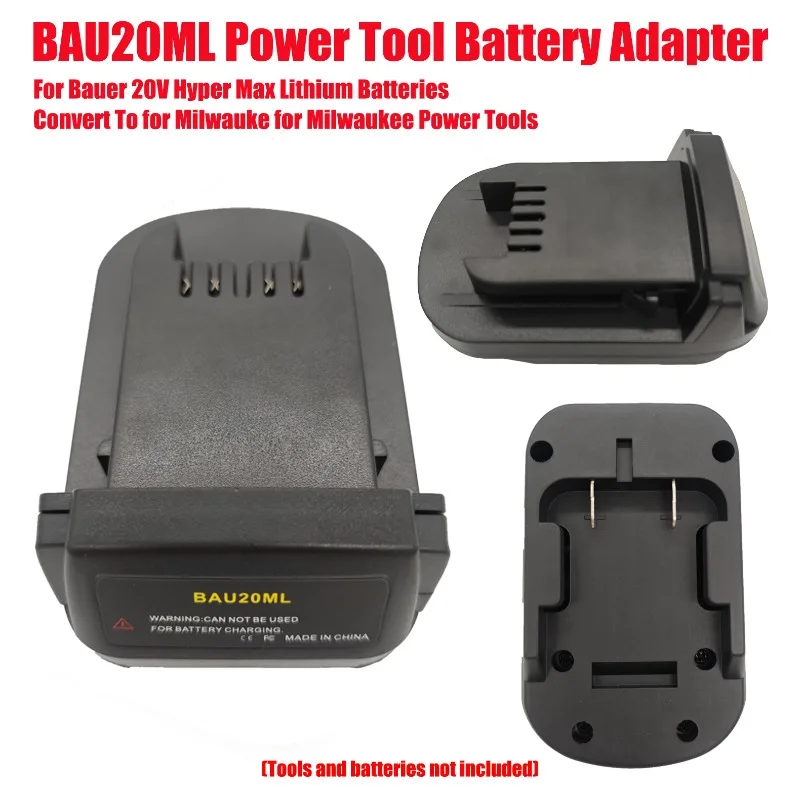 For Bauer 20V Hyper Max Lithium Batteries Convert To for Milwauke for Milwaukee Power Tools BAU20ML Battery Adapter (No Battery)