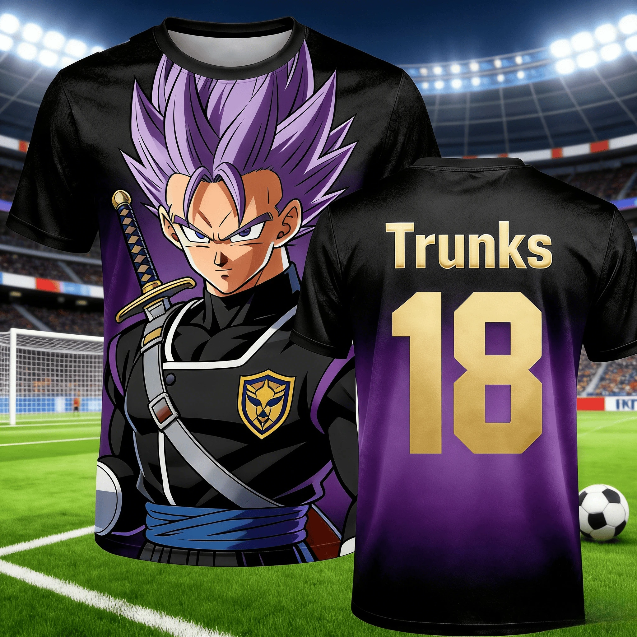 Dragon Ball Trunks No.18 Anime Soccer Jersey Unisex Kids Quick Dry Breathable Short Sleeve Tee Fashion Streetwear Sport Tops