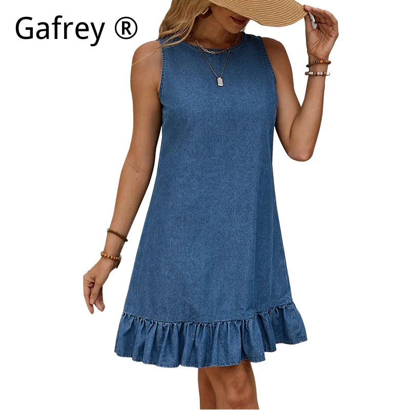 

Женское джинсовое платье без рукавов, повседневное, на пуговицах, миди, винтажное, свободного кроя, в стиле стритвир, элегантное, для вечеринок, летнее.