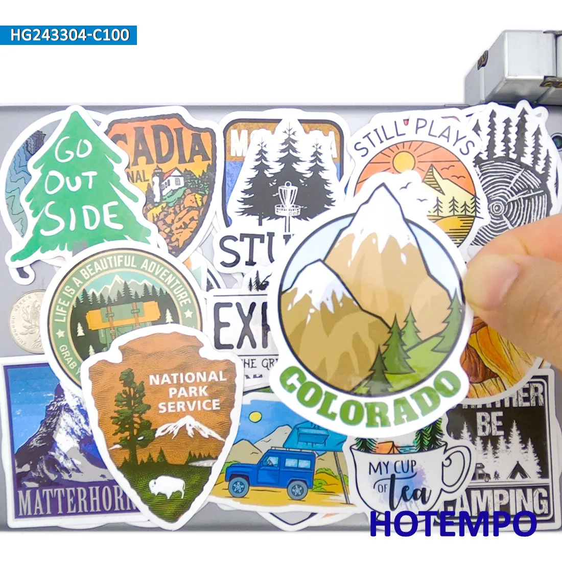 야외 모험 스티커, 등산, 캠핑, 하이킹, 여행 탐험, 노트북 자동차 전화 오토바이에 적합, 재미 스티커 팩, 100 개