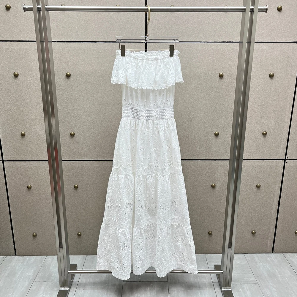 Vestido Largo Maxi de Algodón - Embroidery H&M reseña y precio