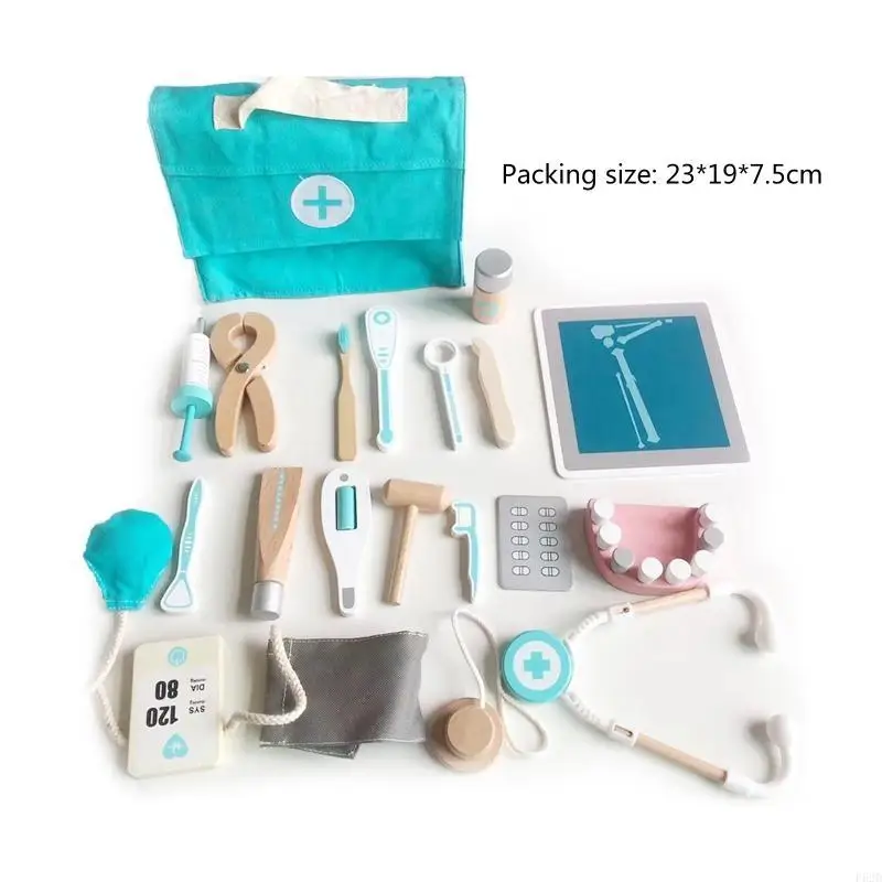 F62d 18Pieces/Pack สำหรับ Play House Medical Toy Dental Playset for Girls แสร้งทำเป็นเล่น Dollhouse Dollhous Play-Play ACCS