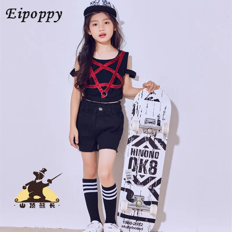 New Children's Jazz Modern Dance Costume Girl Street Dance Korean Performance Five-pointed Star Vest