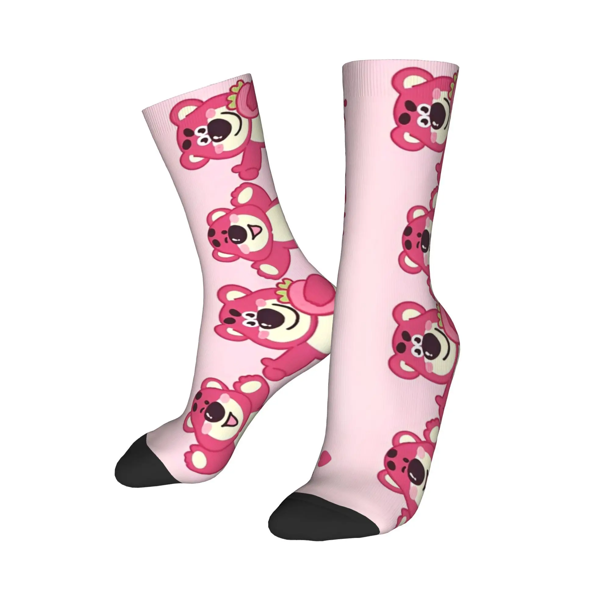 Lotso Strawberry Bear Socks Men Women Polyester Fashion Lots-o'-Huggin' Bear Socks Harajuku Spring Summer Autumn Winter Middle