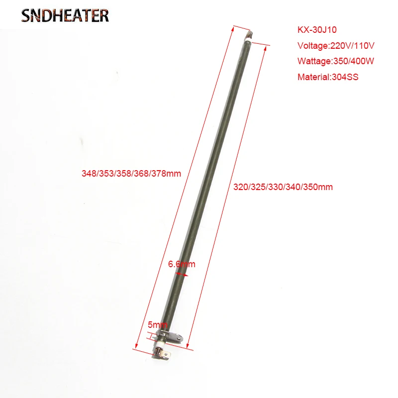 SNDHEATER 2pcs 6.6mm Tubular Heater 110V 220V 350W Electric Straight Heating Resistance Stainless Steel 304 Hot Air Oven