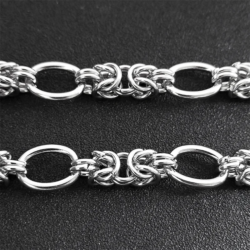 Trendy Stainless Steel Woven Lantern Byzantine Chain Necklace for Women Men Silver Color Punk Male Link Chains Jewelry collares