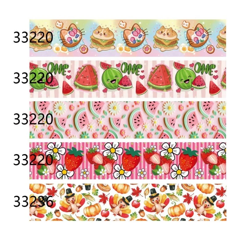 

5Yards Fruit Ribbon Printed Grosgrain Ribbons 38mm for Bows DIY Craft Materials