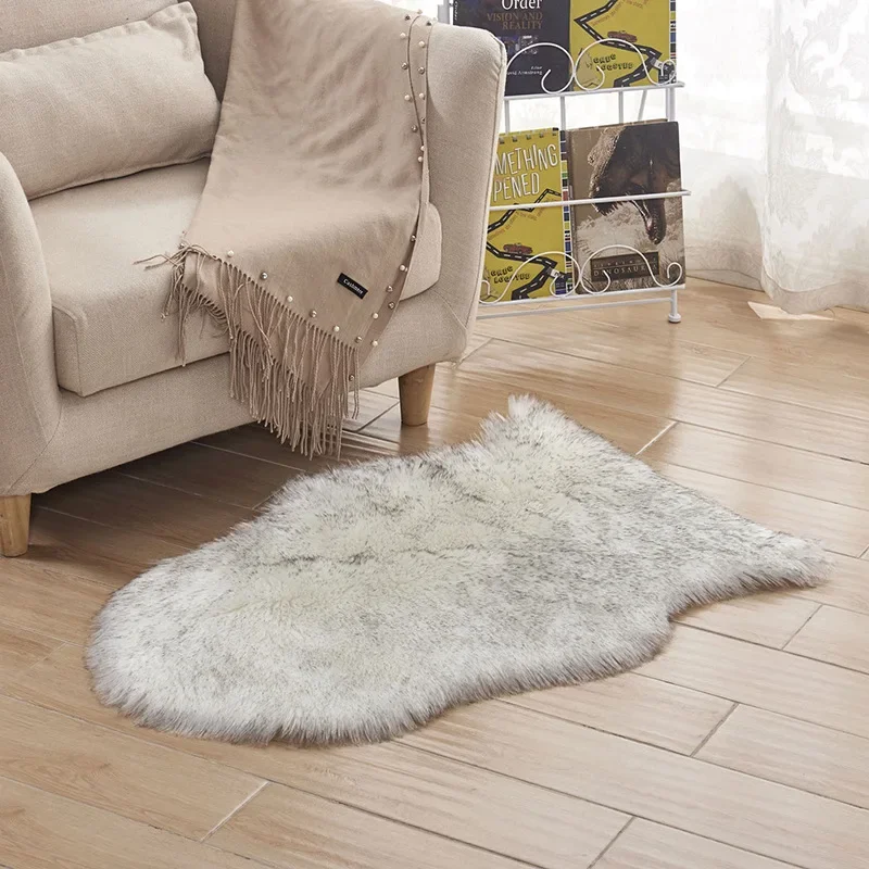 Faux Fur Rug for Sofa Hairy Carpet Artificial Wool Sheepskin Parlor Room Decor Floor Mat Fluffy Soft Rest Area Blanket Seat Pad