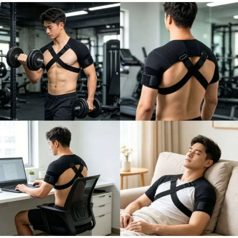 Dual Shoulder Support  Adjustable Compression Strap for Men Women Breathable & Lightweight PerfectGym Workout Posture Correction