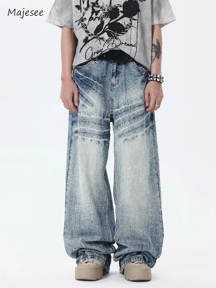 

Baggy Jeans for Men Wide Leg All-match Full-length Washed Fashion Harajuku Japanese Style College Streetwear Popular Creativity