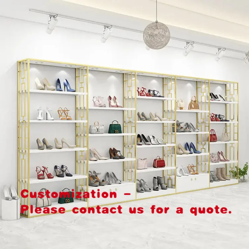 custom.Women Bag Shoes Furniture Decoration  5 Layer Gold Metal Shoes Display Rack Retail Shop Clothes Shop Interior Design