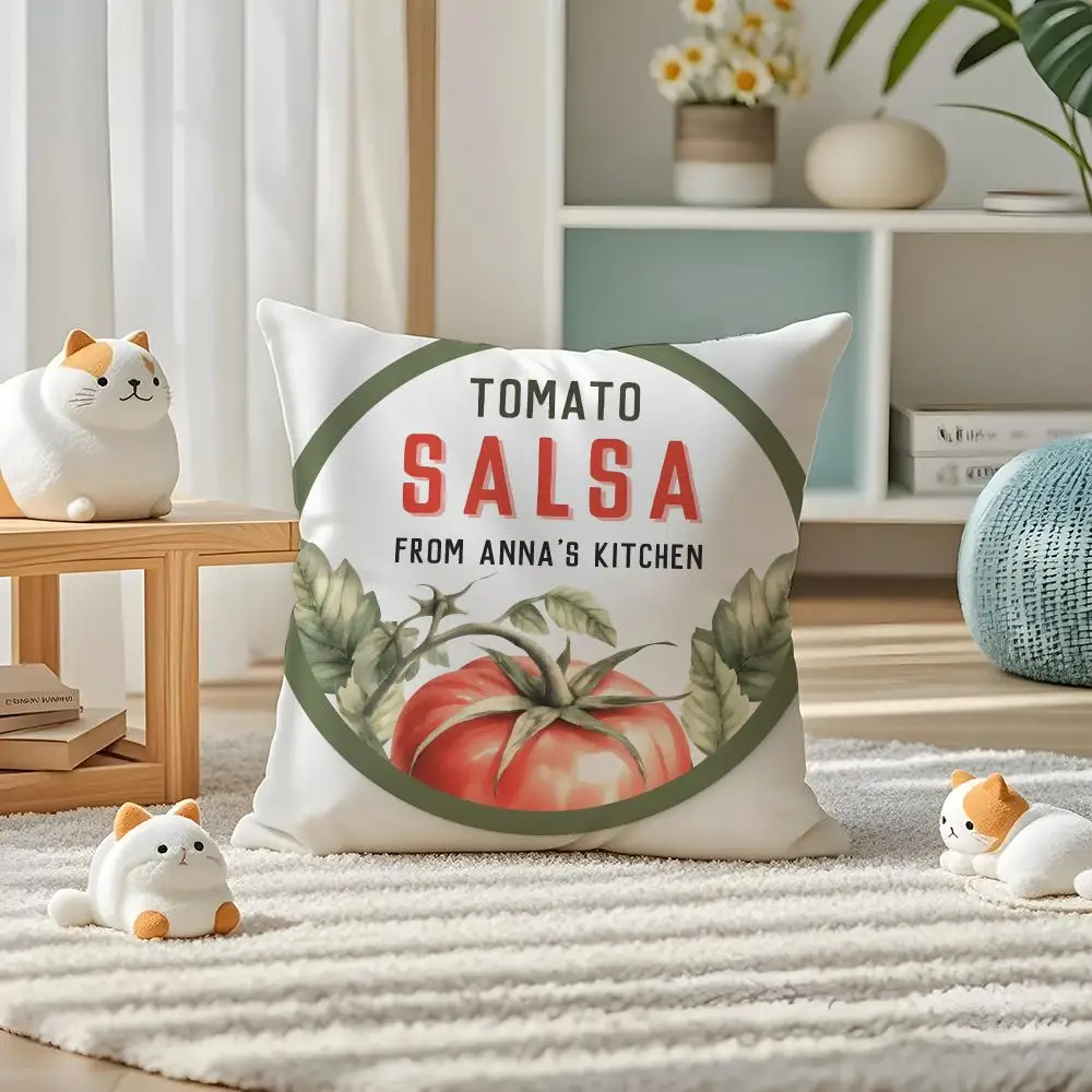 Art Funny Ketchup Label Cushion Cover Plush Fabric Soft Double Sided Print Home Sofa High Quality Cushion