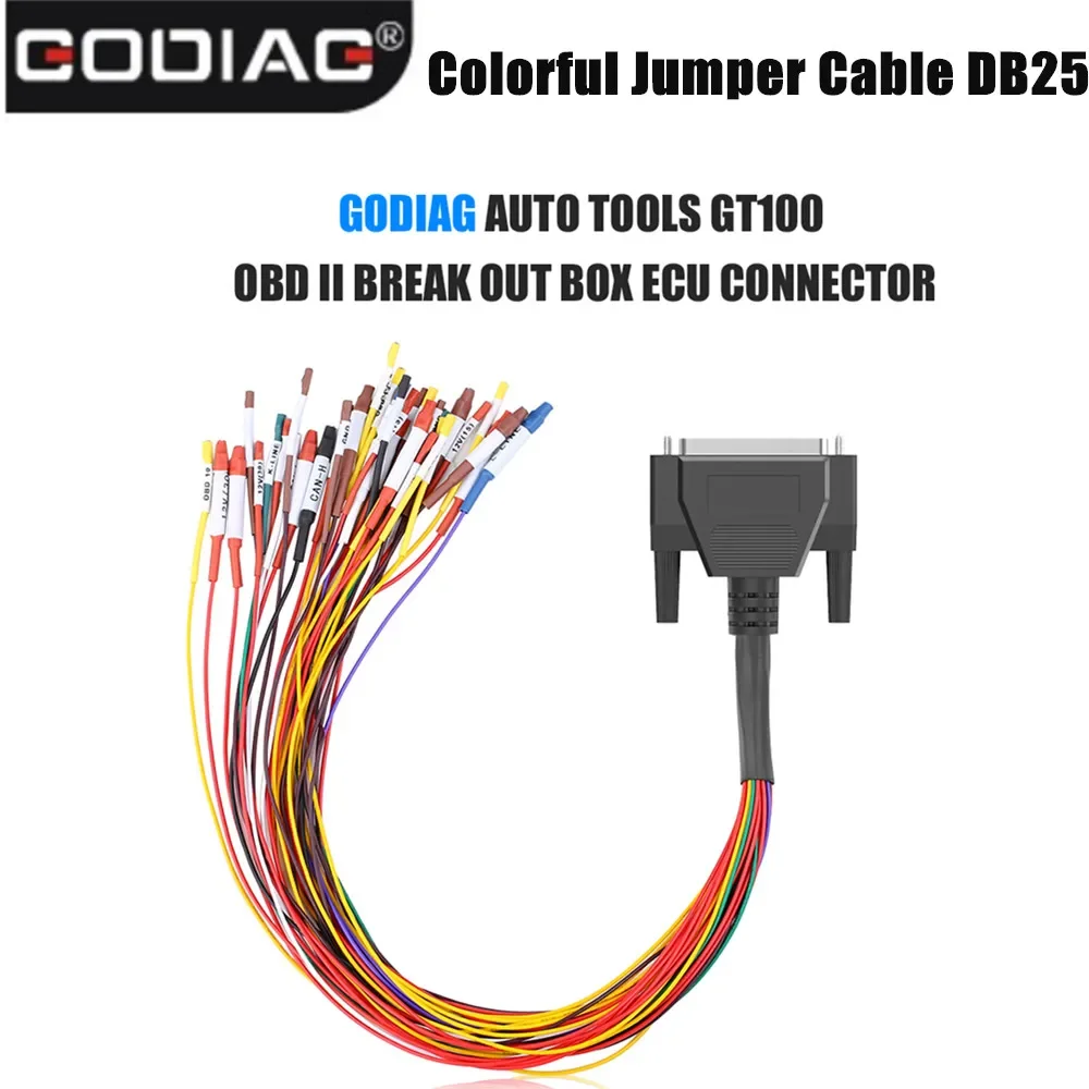 Colorful Jumper Cable DB25 for GODIAG AUTO TOOLS GT100 OBD II Break Out Box ECU Connector