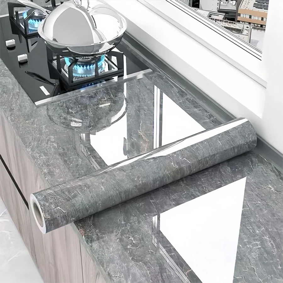 Marble Gold Vein Kitchen Oil Proof Sticker Self Adhesive Waterproof Heat Resistant Wall Paper for Stove Backsplash Cabinet Decor