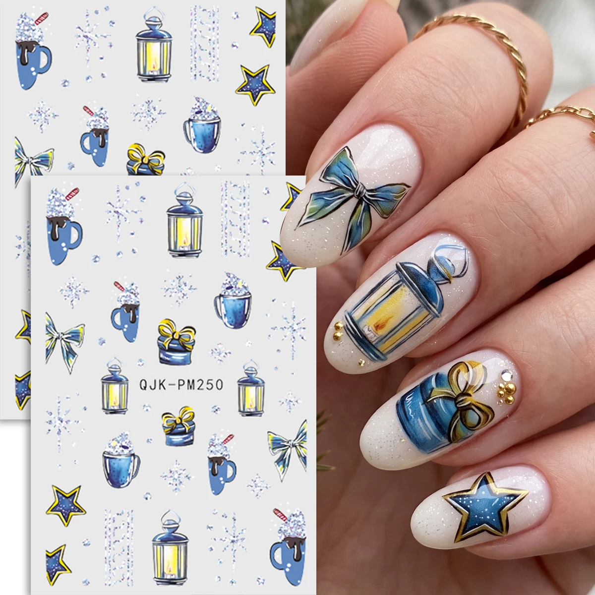 2 шт. зимних блестящих наклеек – обзор и цена Nail Art Ice Blue