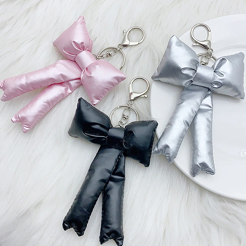 Y2K Korean 3D Bowknot Keychain Fashion Simple Bow Keyring Bag Pendant Handbag Hanging Decoration Girls Gifts