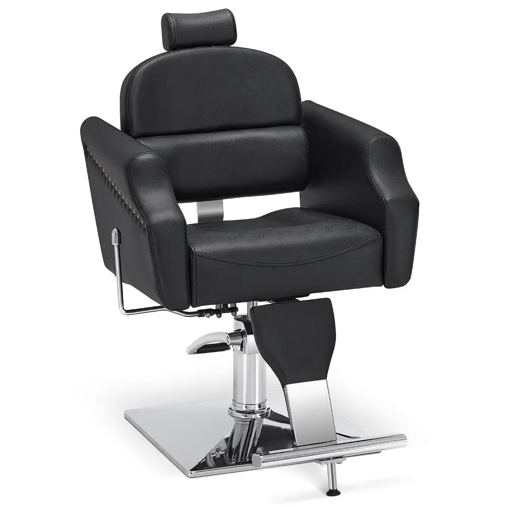 Classic Reclining Barber Chair, Sn Equipment 3125(Black) | 330 lbs weight acity, hydraulic pump, adjustable height, 360° swivel