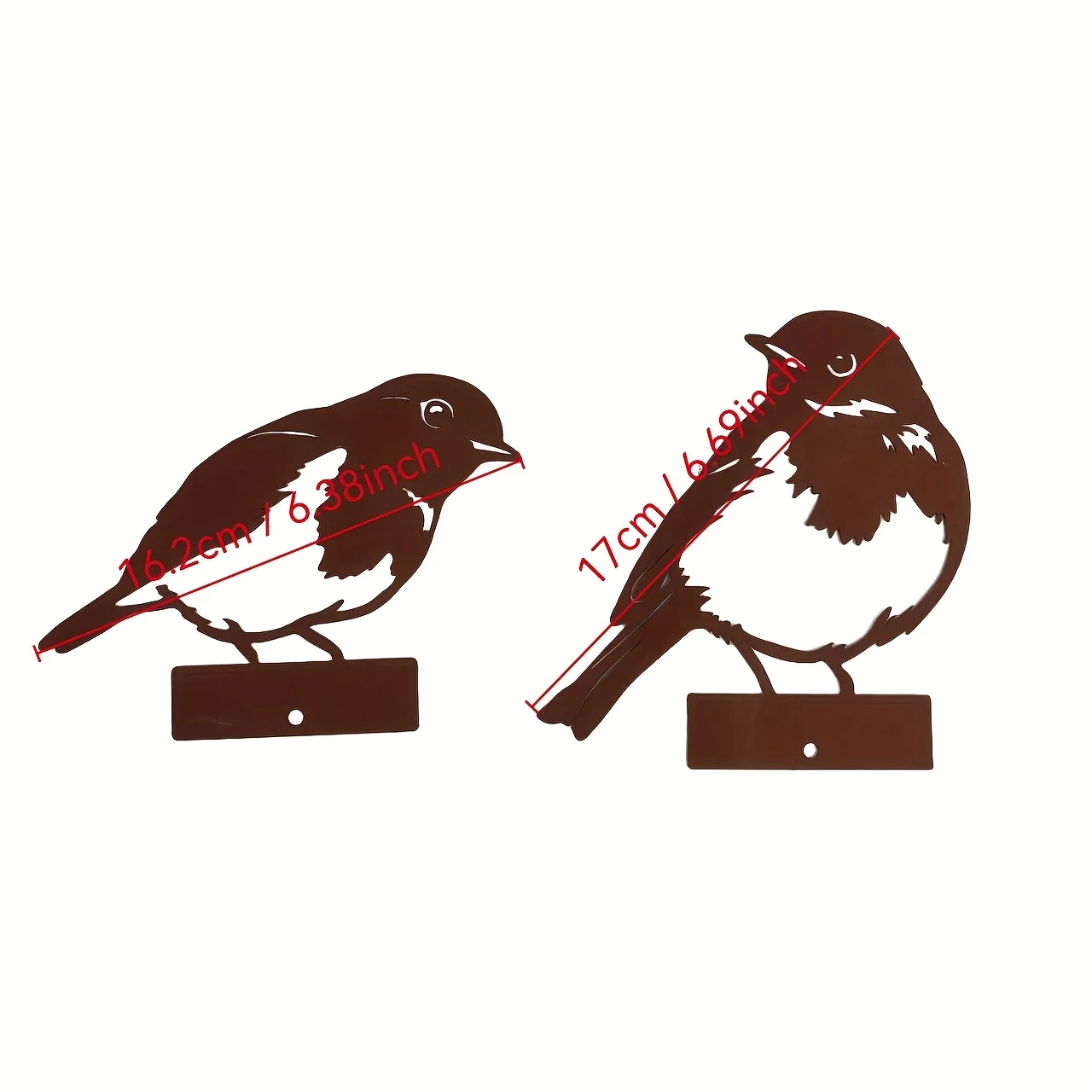 1pc/2pcs Country Metal Sparrow Outdoor Railing Decor - Vintage Style Rusty Bird Art, Suitable for Garden And Backyard Decoration