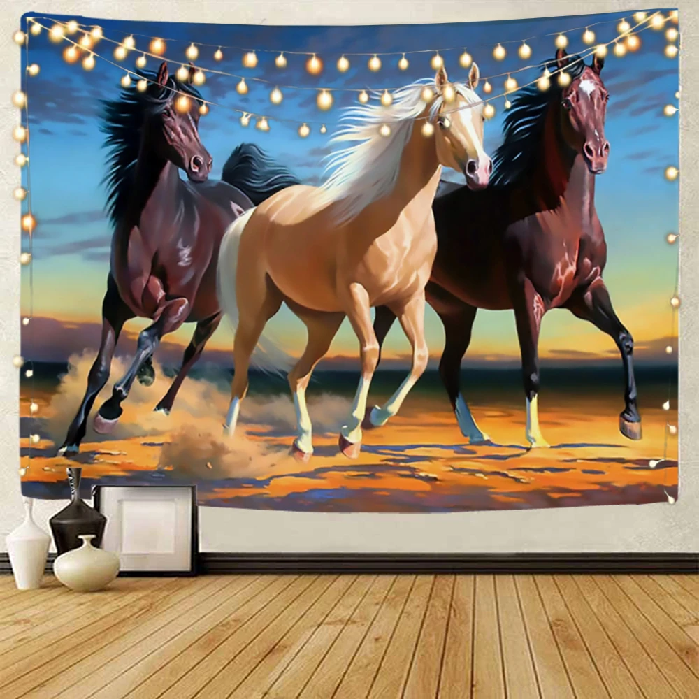 Pentium Horse Painting Background tapestry Plateau Horse Mercedes Benz Background Decoration tapestry Home Decoration