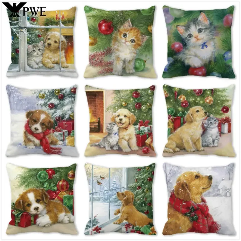 Christmas cat dog 2023 new year christmas decoration cushion pillowcase decoration snowman christmas gift